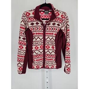 Jack Wolfskin Women's Sz M Hazelton Flex Jacket, Scarlet Red White Aztec